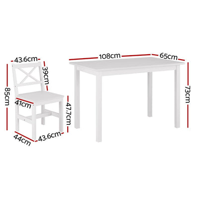 Artiss Dining Chairs and Table Dining Set 4 Cafe Chairs Set Of 5 4 Seater White Payday Deals