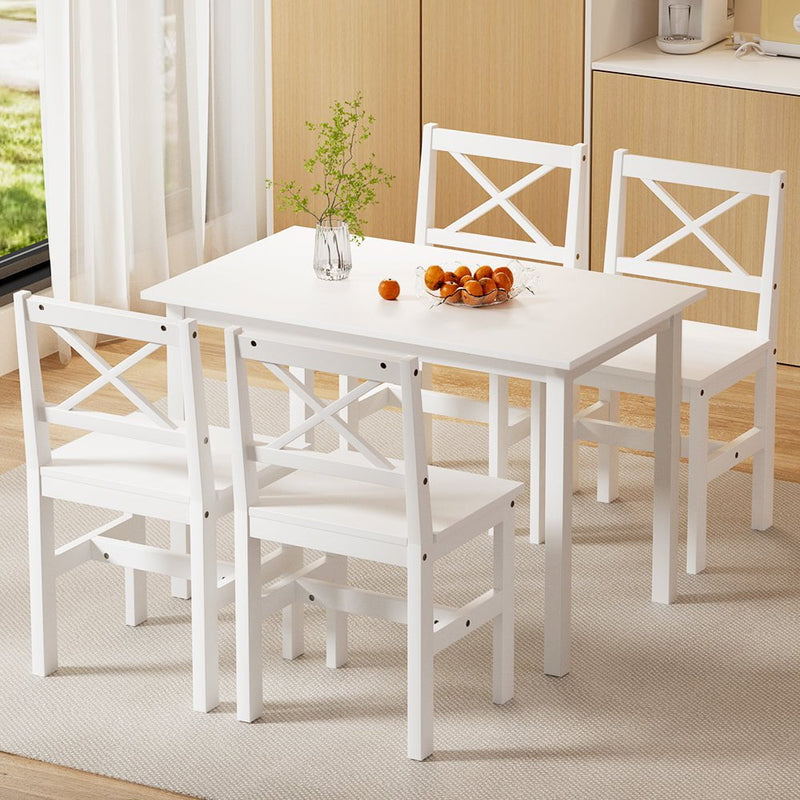 Artiss Dining Chairs and Table Dining Set 4 Cafe Chairs Set Of 5 4 Seater White Payday Deals