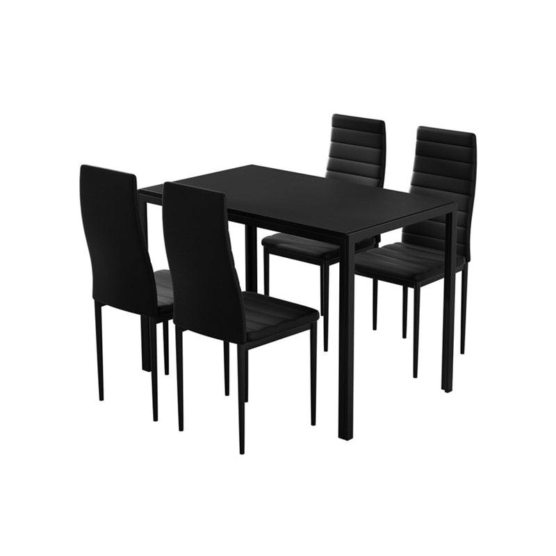 Artiss Dining Chairs and Table Dining Set 4 Chair Set Of 5 Wooden Top Black Payday Deals