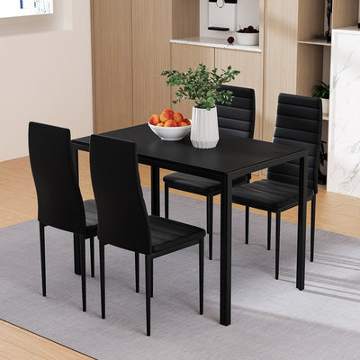 Artiss Dining Chairs and Table Dining Set 4 Chair Set Of 5 Wooden Top Black Payday Deals