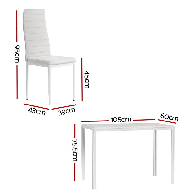 Artiss Dining Chairs and Table Dining Set 4 Chair Set Of 5 Wooden Top White Payday Deals