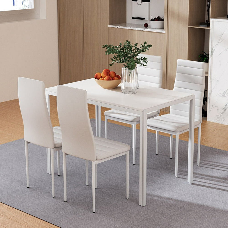 Artiss Dining Chairs and Table Dining Set 4 Chair Set Of 5 Wooden Top White Payday Deals