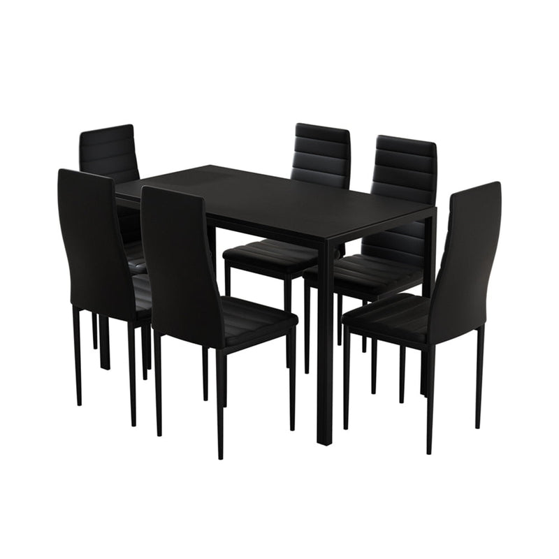 Artiss Dining Chairs and Table Dining Set 6 Chair Set Of 7 Wooden Top Black Payday Deals