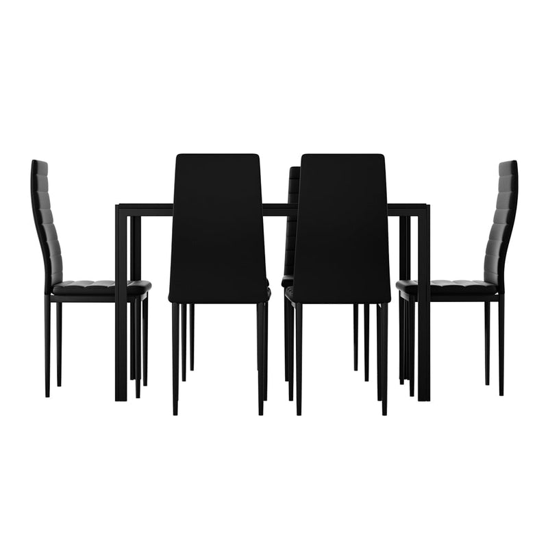 Artiss Dining Chairs and Table Dining Set 6 Chair Set Of 7 Wooden Top Black Payday Deals