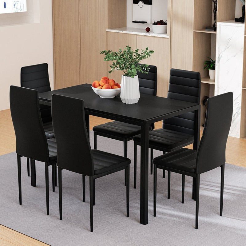 Artiss Dining Chairs and Table Dining Set 6 Chair Set Of 7 Wooden Top Black Payday Deals