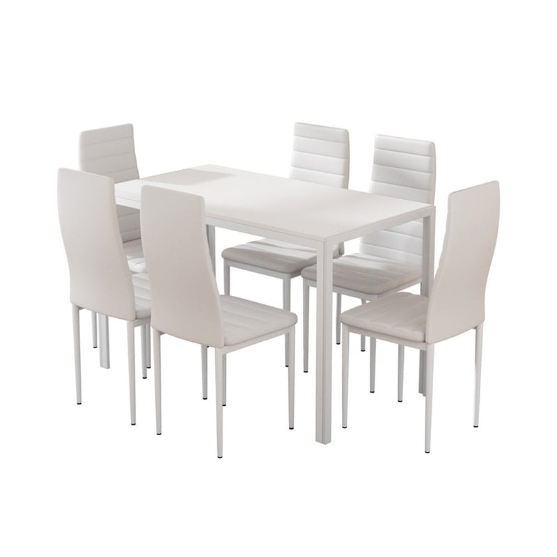 Artiss Dining Chairs and Table Dining Set 6 Chair Set Of 7 Wooden Top White Payday Deals