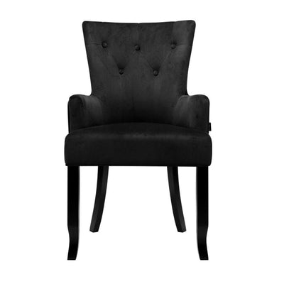 Artiss Dining Chairs French Provincial Chair Velvet Fabric Timber Retro Black Payday Deals