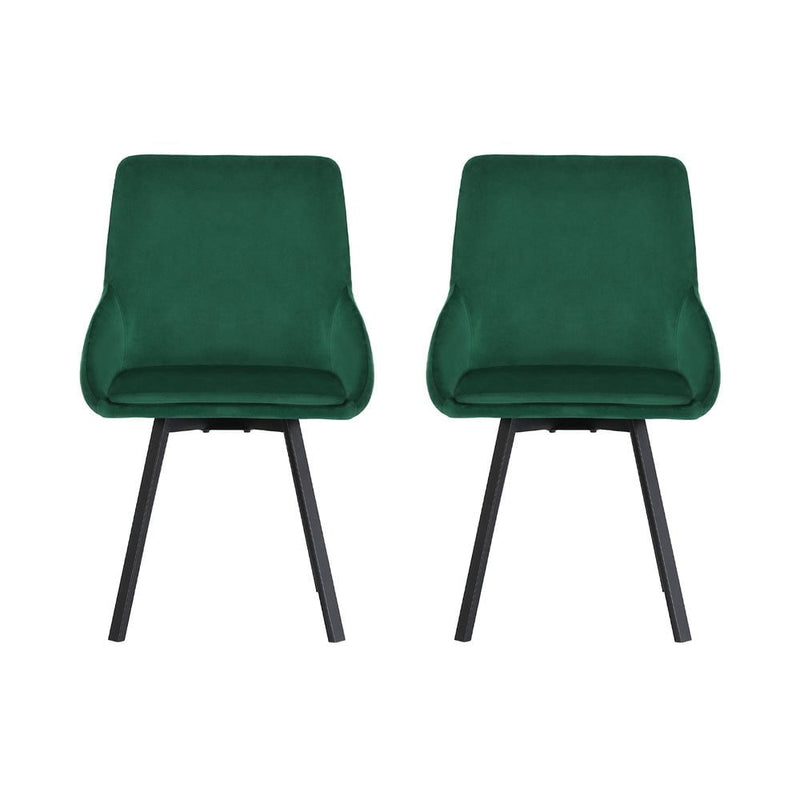 Artiss Dining Chairs Set Of 2 Velvet Upholstered Green Cafe Kirtchen Chairs Payday Deals