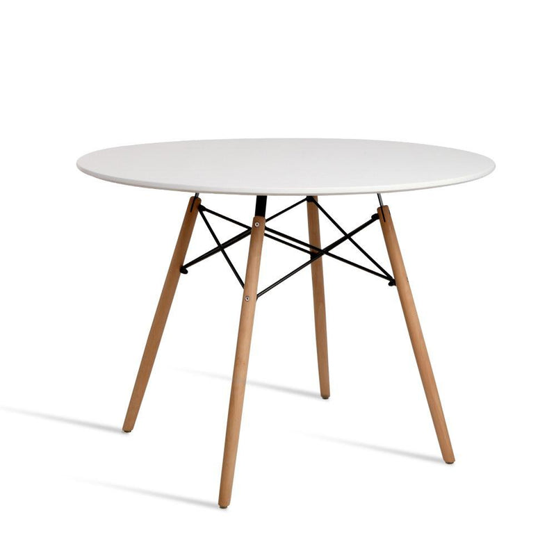 Artiss Dining Table 4 Seater Round Replica DSW Eiffel Kitchen Timber White Payday Deals