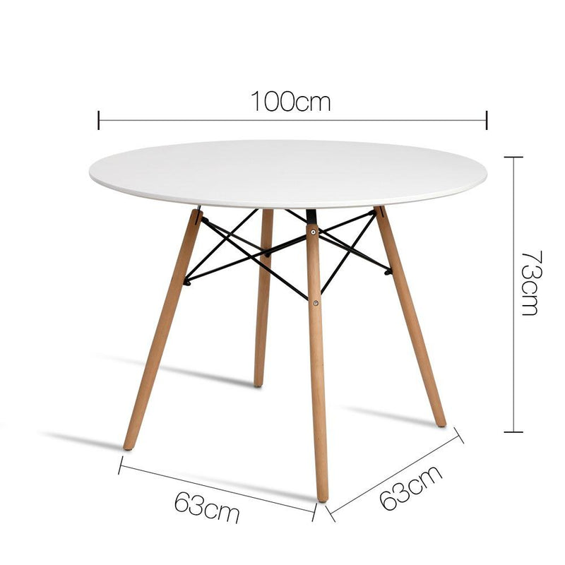 Artiss Dining Table 4 Seater Round Replica DSW Eiffel Kitchen Timber White Payday Deals