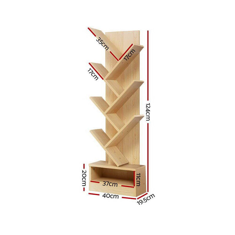 Artiss Display Shelf 7-Shelf Tree Bookshelf Book Storage Rack Bookcase Natural Payday Deals