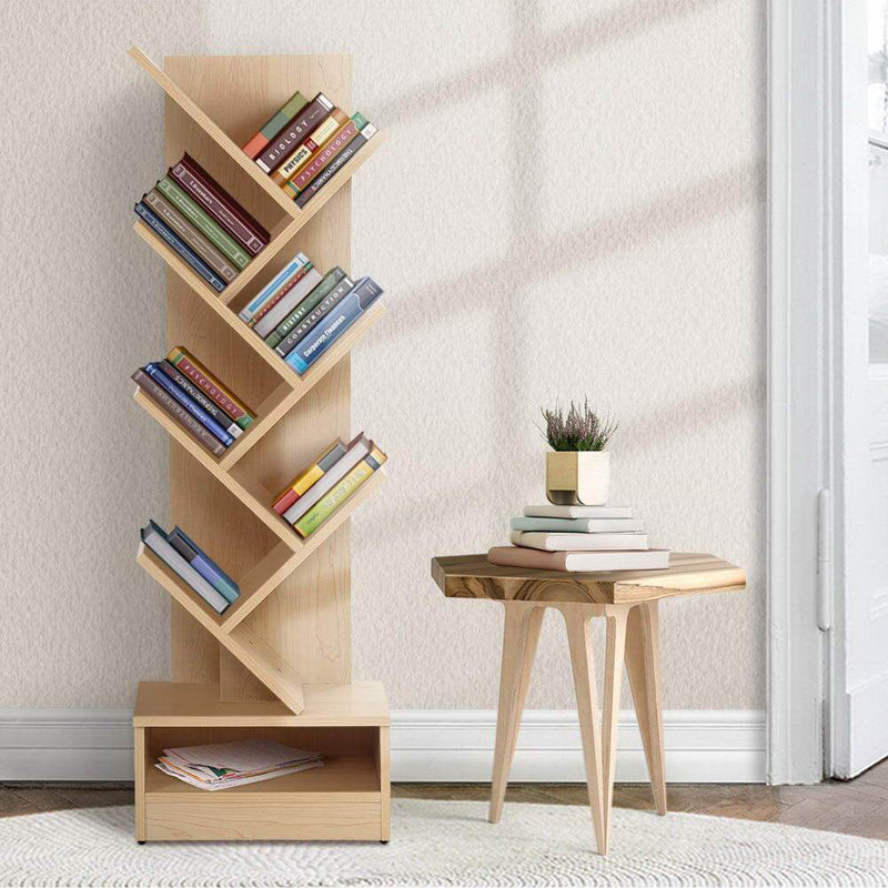 Artiss Display Shelf 7-Shelf Tree Bookshelf Book Storage Rack Bookcase Natural Payday Deals