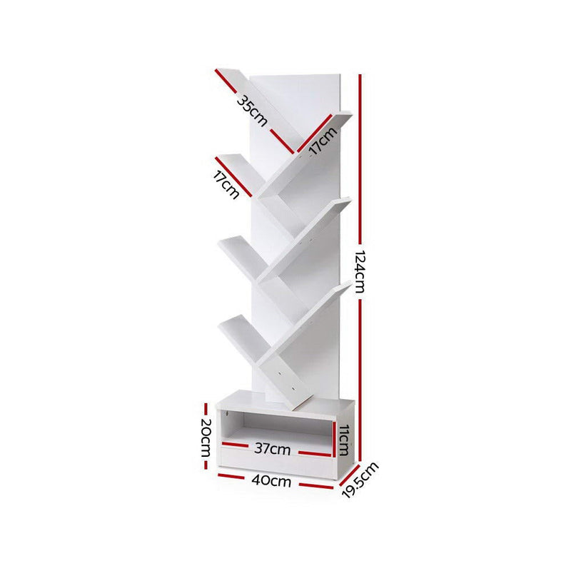 Artiss Display Shelf 7-Shelf Tree Bookshelf Book Storage Rack Bookcase White Payday Deals