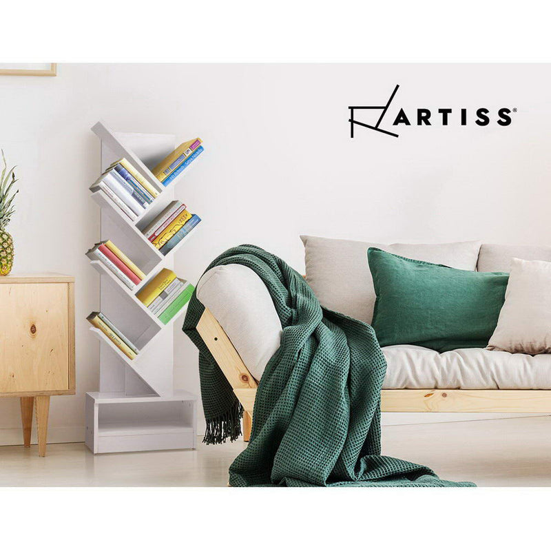 Artiss Display Shelf 7-Shelf Tree Bookshelf Book Storage Rack Bookcase White Payday Deals