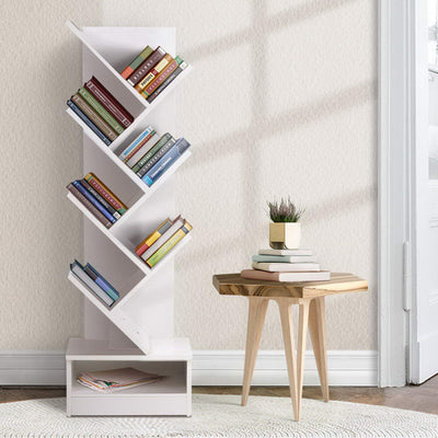 Artiss Display Shelf 7-Shelf Tree Bookshelf Book Storage Rack Bookcase White Payday Deals