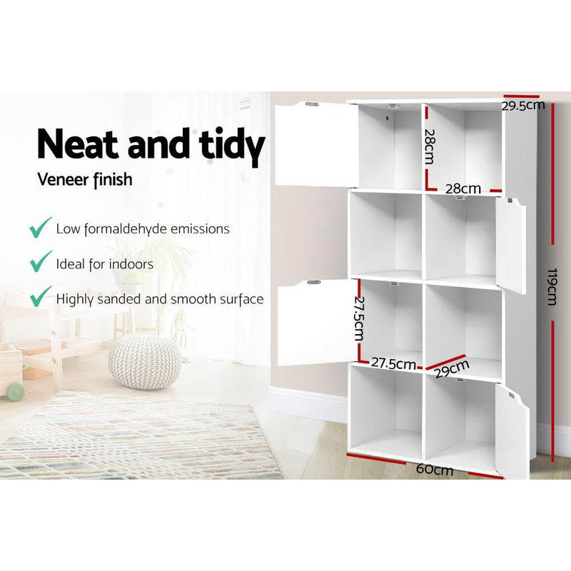 Artiss Display Shelf 8 Cube Storage 4 Door Cabinet Organiser Bookshelf Unit White Payday Deals