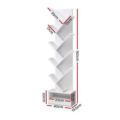 Artiss Display Shelf 9-Shelf Tree Bookshelf Book Storage Rack Bookcase White Payday Deals