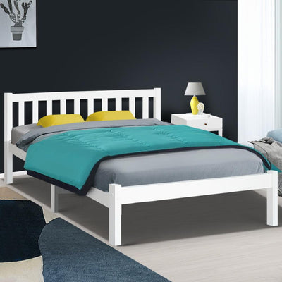 Artiss Double Full Size Wooden Bed Frame SOFIE Pine Timber Mattress Base Bedroom Payday Deals