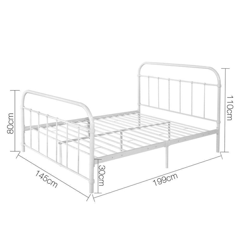 Artiss Double Size Metal Bed Frame - White