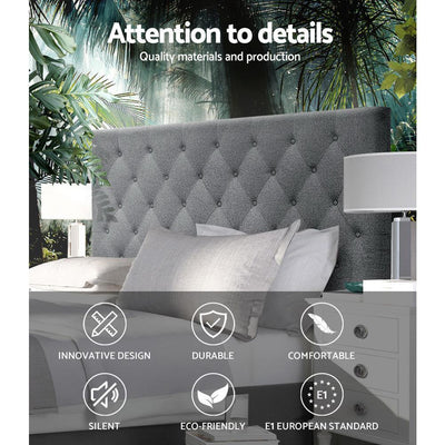 Artiss Double Size Upholstered Fabric Headboard - Dark Grey Payday Deals