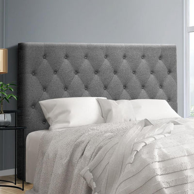 Artiss Double Size Upholstered Fabric Headboard - Dark Grey