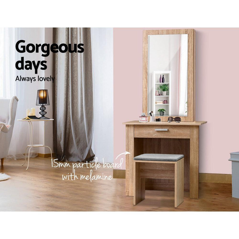 Artiss Dressing Table Mirror Stool Mirror Jewellery Cabinet Makeup Storage Wood Payday Deals