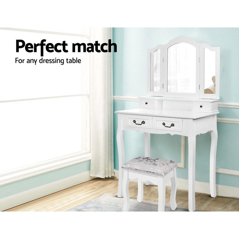 Artiss Dressing Table Stool Bedroom White Make Up Chair Fabric Furniture Payday Deals