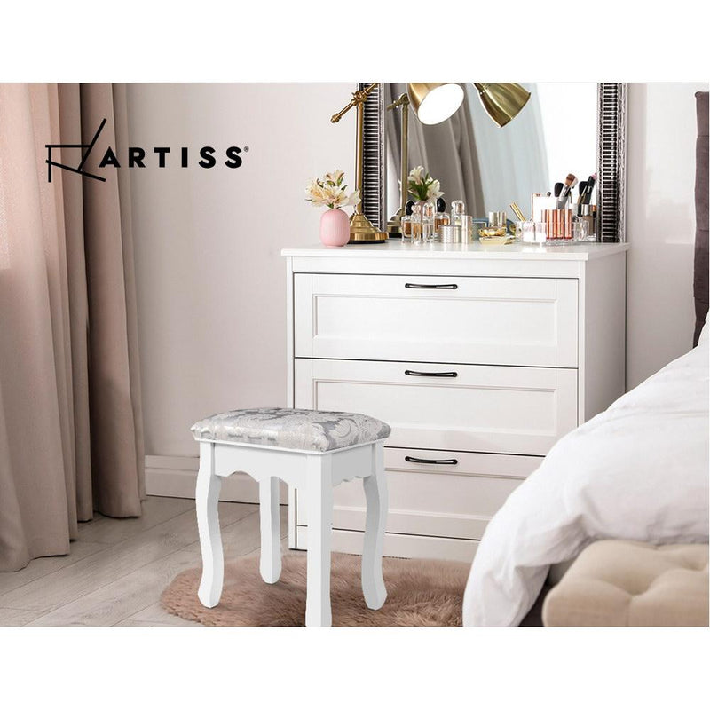 Artiss Dressing Table Stool Bedroom White Make Up Chair Fabric Furniture Payday Deals