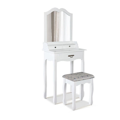 Artiss Dressing Table Stool Mirror Drawer Makeup Jewellery Cabinet White Desk Payday Deals