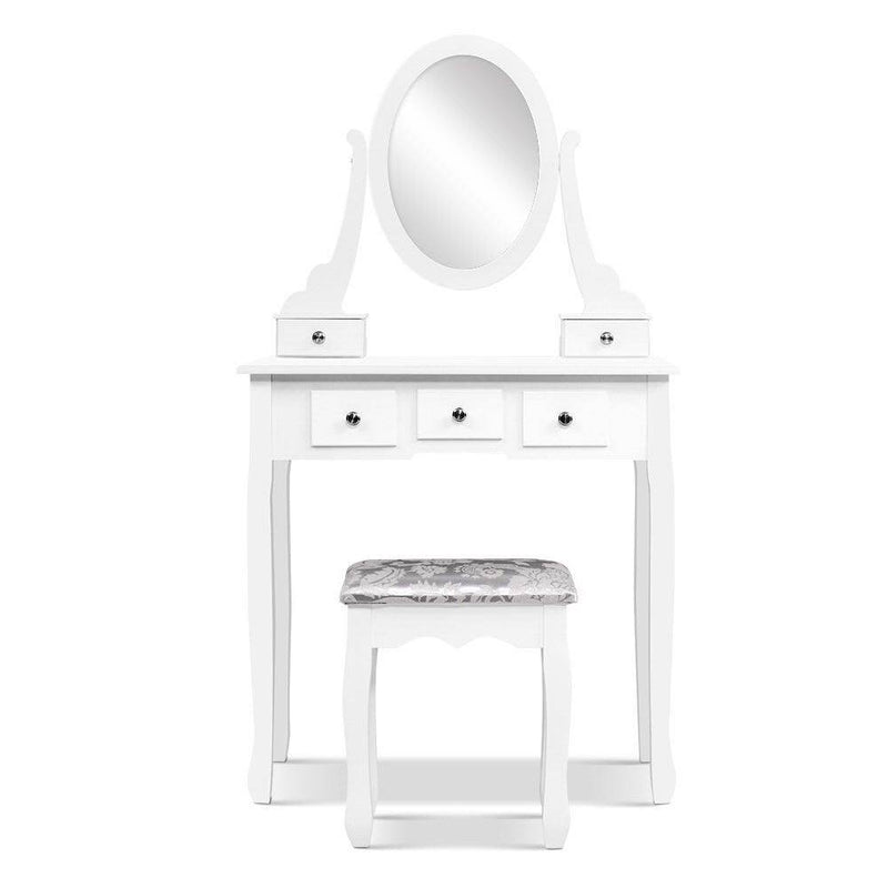 Artiss Dressing Table Stool Set Mirror Drawers Makeup Cabinet Storage Desk White Payday Deals