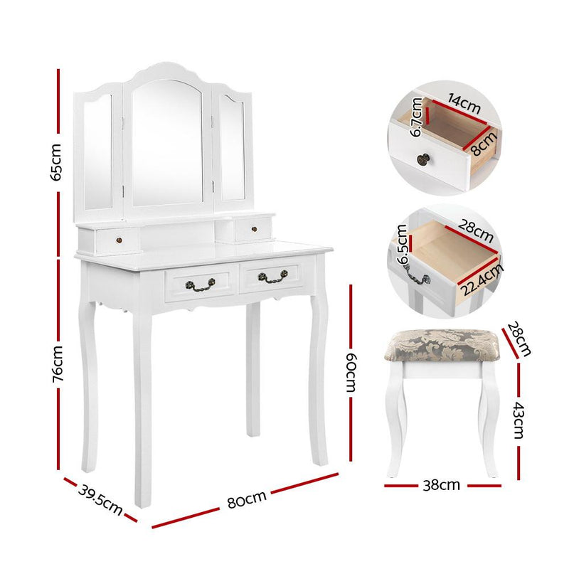 Artiss Dressing Table with Mirror - White Payday Deals