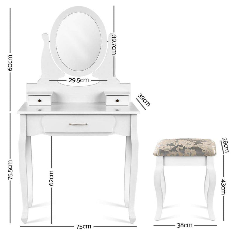 Artiss Dressing Table with Stool - White