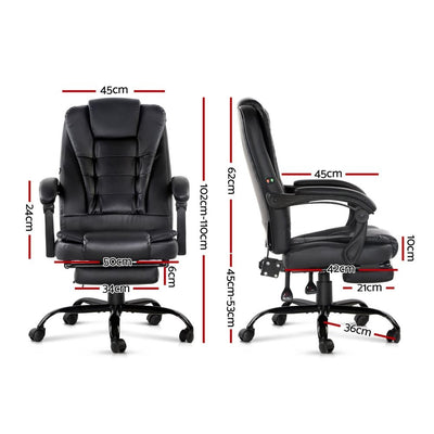 Artiss Electric Massage Office Chairs Recliner Computer Gaming Seat Footrest Black Payday Deals