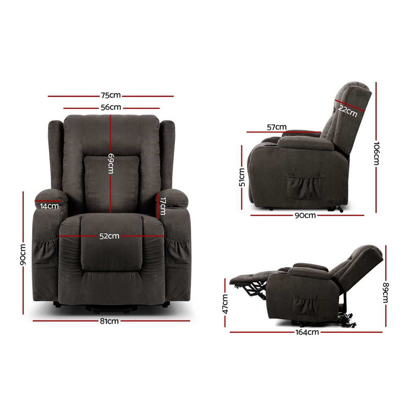 Artiss Electric Recliner Chair Lift Heated Massage Chairs Fabric Lounge Sofa Payday Deals
