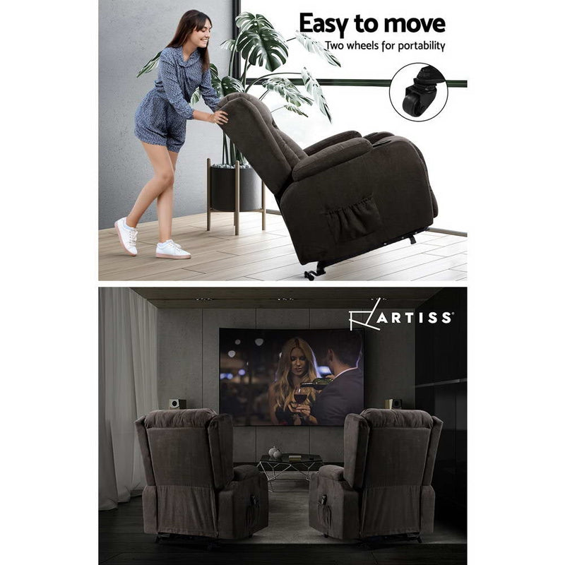 Artiss Electric Recliner Chair Lift Heated Massage Chairs Fabric Lounge Sofa Payday Deals