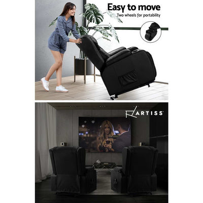 Artiss Electric Recliner Chair Lift Heated Massage Chairs Lounge Sofa Leather Payday Deals