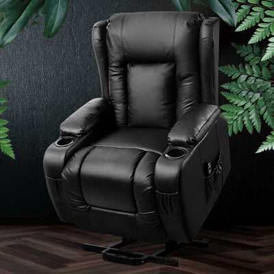 Artiss Electric Recliner Chair Lift Heated Massage Chairs Lounge Sofa Leather Payday Deals