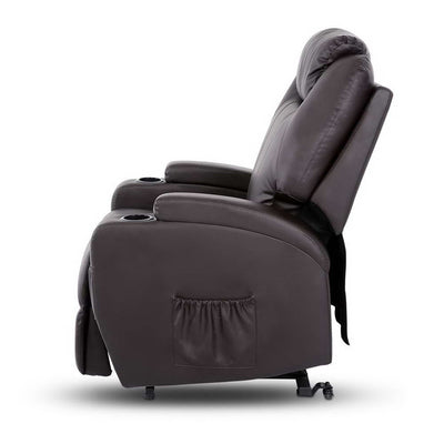 Artiss Electric Recliner Lift Chair Massage Armchair Heating PU Leather Brown Payday Deals