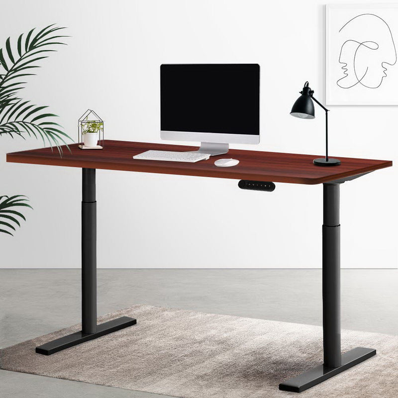 Artiss Electric Standing Desk Motorised Adjustable Sit Stand Desks Black Walnut Payday Deals