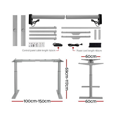 Artiss Electric Standing Desk Motorised Adjustable Sit Stand Desks Grey Brown Payday Deals