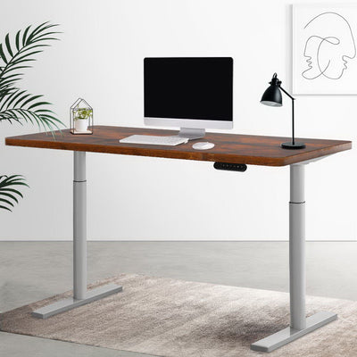 Artiss Electric Standing Desk Motorised Adjustable Sit Stand Desks Grey Brown Payday Deals