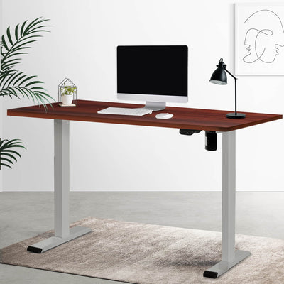 Artiss Electric Standing Desk Motorised Adjustable Sit Stand Desks Grey Walnut Payday Deals