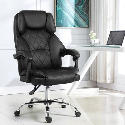 Artiss Executive Office Chair Leather Gaming Computer Desk Chairs Recliner Black Payday Deals