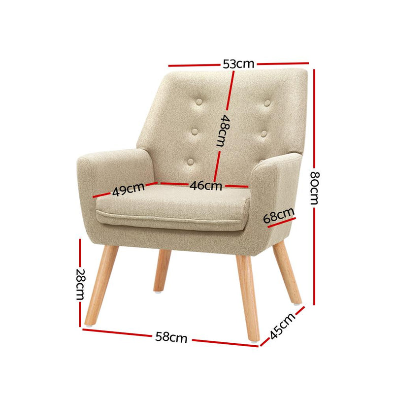 Artiss Fabric Dining Armchair - Beige Payday Deals