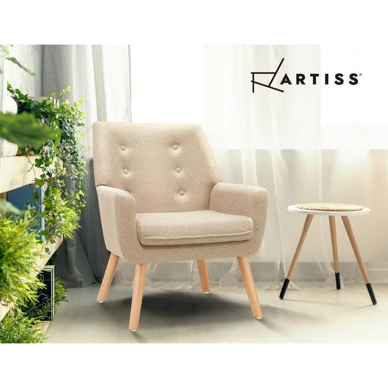 Artiss Fabric Dining Armchair - Beige Payday Deals