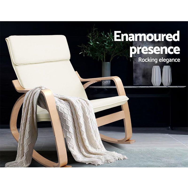 Artiss Fabric Rocking Armchair - Beige Payday Deals