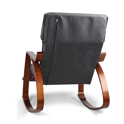 Artiss Fabric Rocking Armchair with Adjustable Footrest - Charcoal