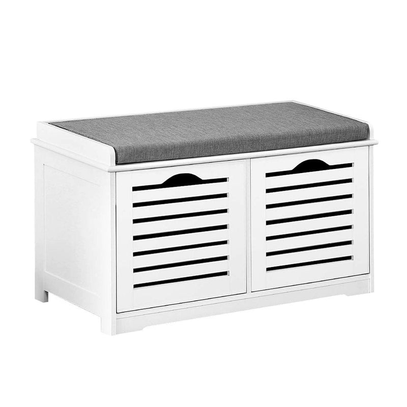 Artiss Fabric Shoe Bench with Drawers - White & Grey Payday Deals