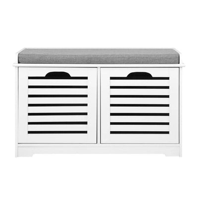 Artiss Fabric Shoe Bench with Drawers - White & Grey Payday Deals