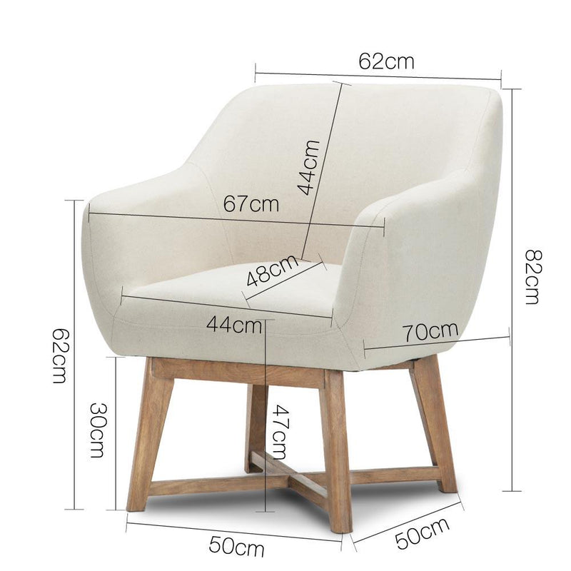 Artiss Fabric Tub Lounge Armchair - Beige Payday Deals